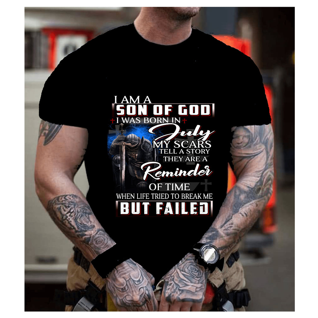 "MY SCARS TELL A STORY THEY ARE REMINDER JULY" MEN TEE