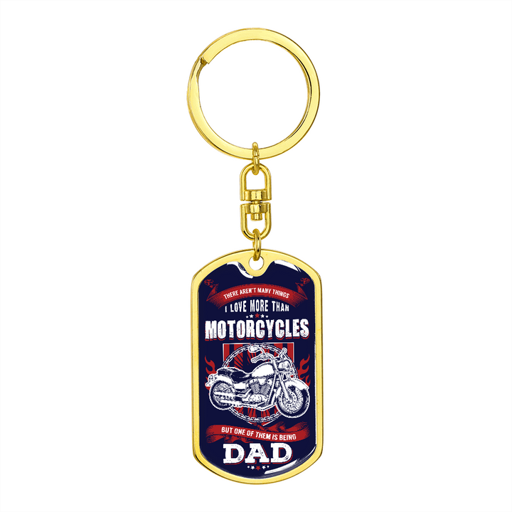 Graphic Dog Tag Keychain dad on motorcycles
