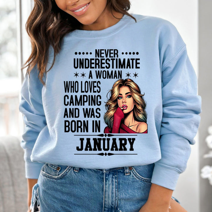 A Woman Who Loves Camping Was Born in January  - Sweatshirt & Hoodie