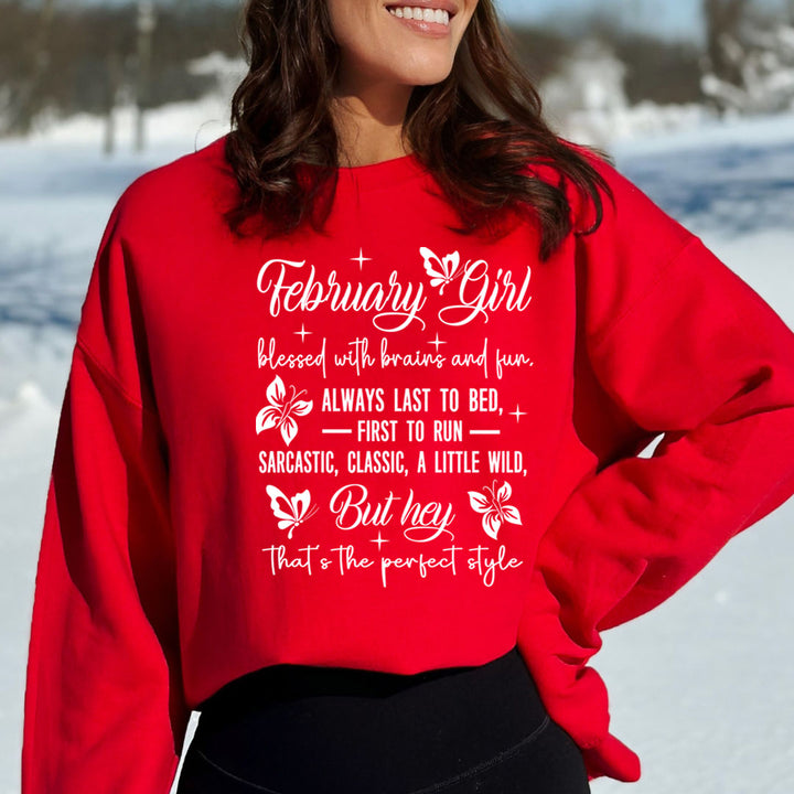 February Girl Blessed With Brains And Fun That's the Perfect Style - Cozy & Soft.