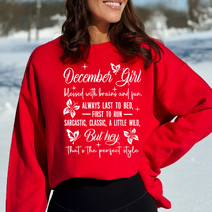 December Girl Blessed With Brains And Fun That's the Perfect Style - Cozy & Soft.