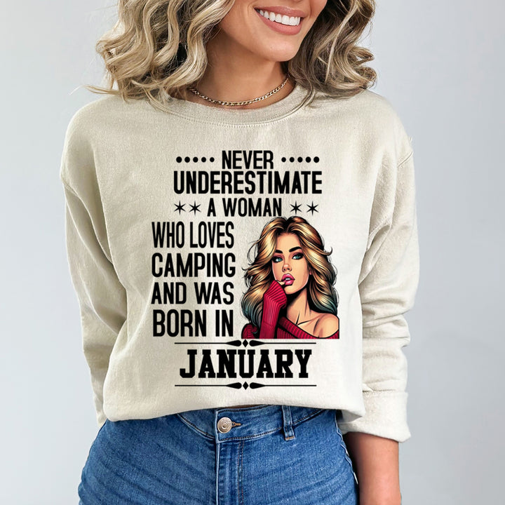 A Woman Who Loves Camping Was Born in January  - Sweatshirt & Hoodie