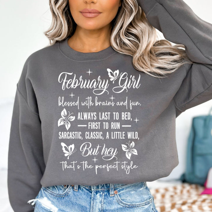 February Girl Blessed With Brains And Fun That's the Perfect Style - Cozy & Soft.