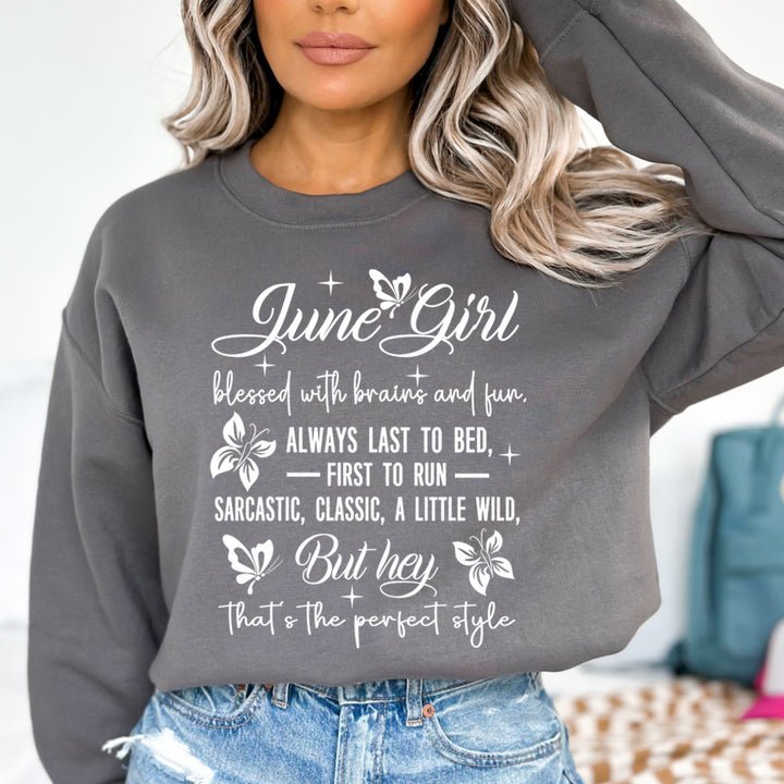June Girl Blessed With Brains And Fun That's the Perfect Style - Cozy & Soft.
