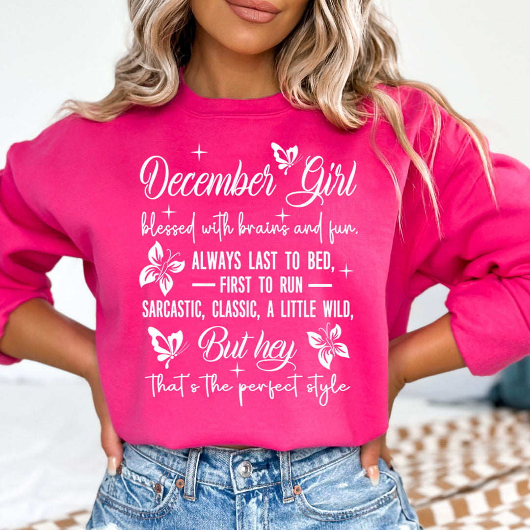 December Girl Blessed With Brains And Fun That's the Perfect Style - Cozy & Soft.