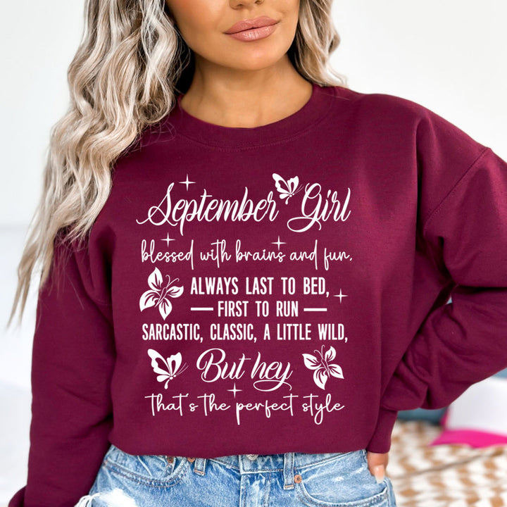 September Girl Blessed With Brains And Fun That's the Perfect Style - Cozy & Soft.