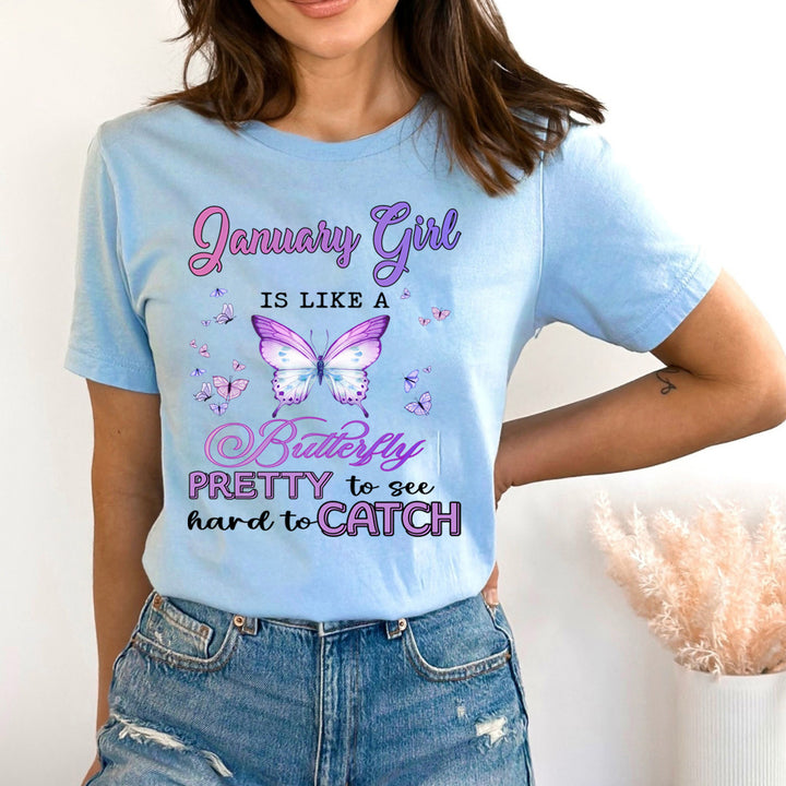 January Girl Is Like A Butterfly - Bella Canvas