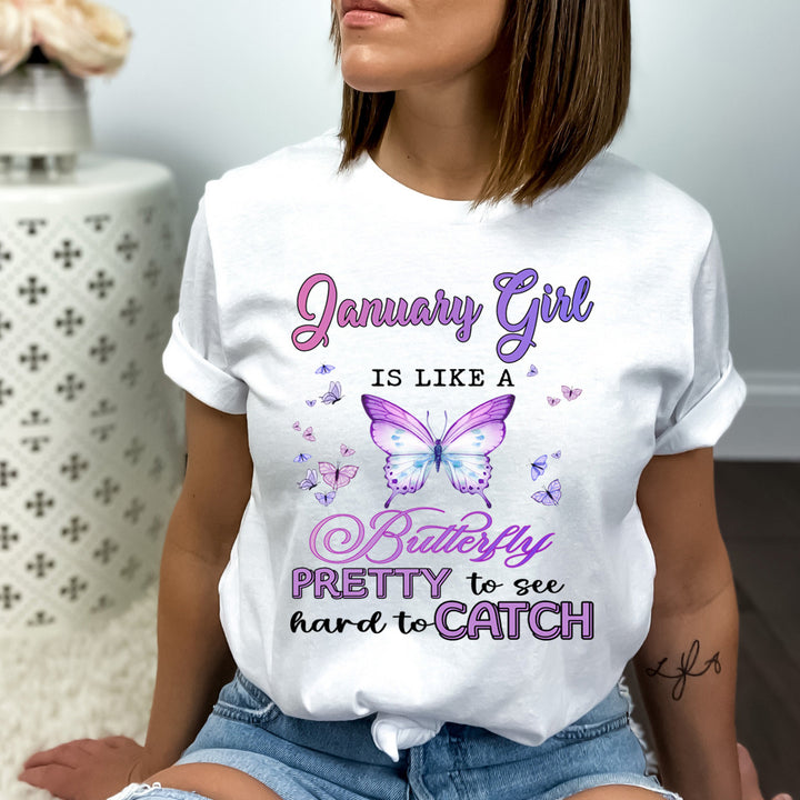 January Girl Is Like A Butterfly - Bella Canvas