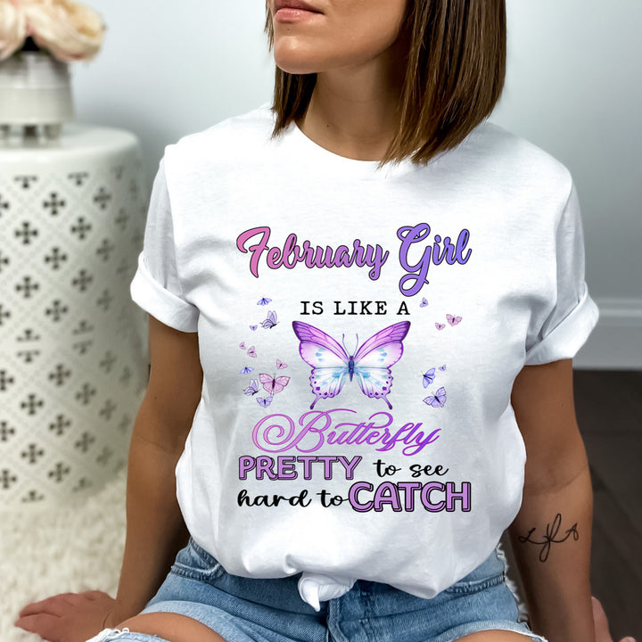 February Girl Is Like A Butterfly - Bella Canvas