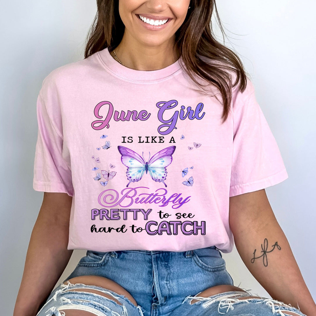 June Girl Is Like A Butterfly  - Bella Canvas