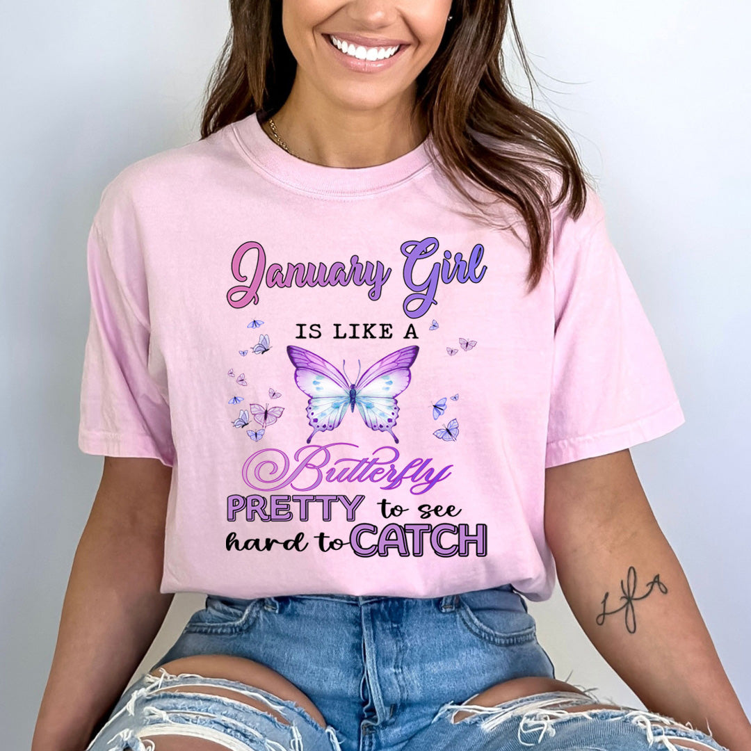 January Girl Is Like A Butterfly - Bella Canvas