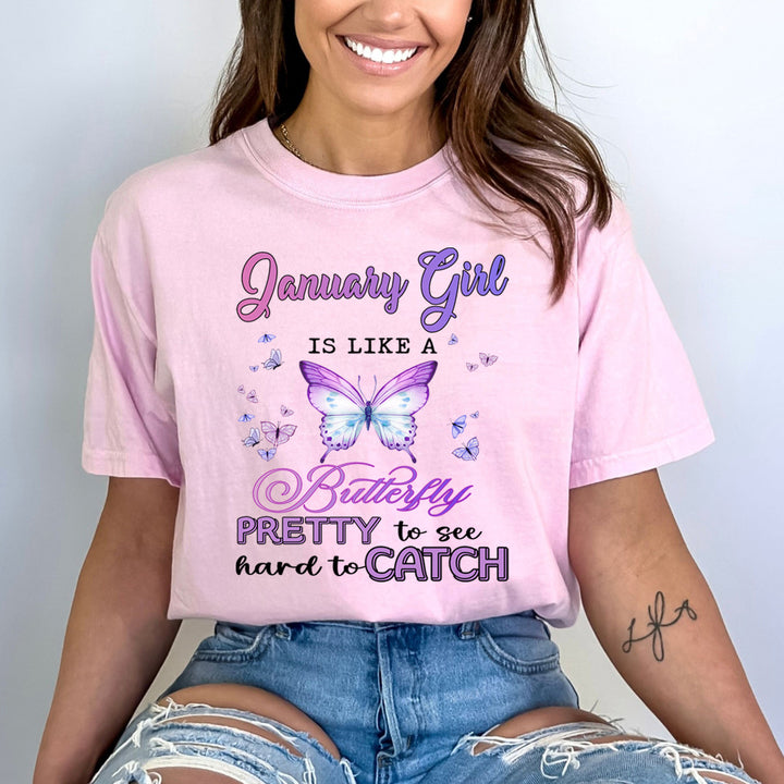 January Girl Is Like A Butterfly - Bella Canvas