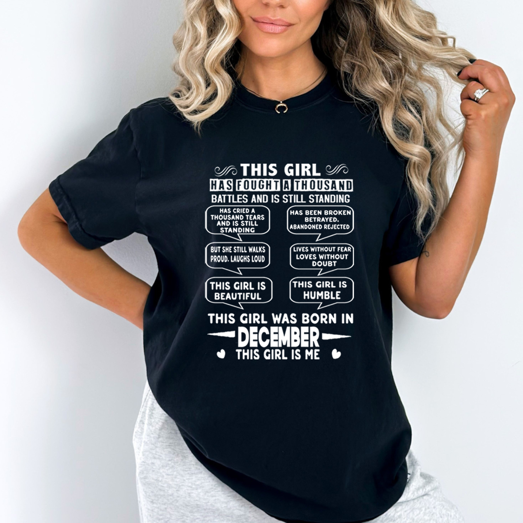This Girl Was Born In December (white) - Unisex T-Shirt