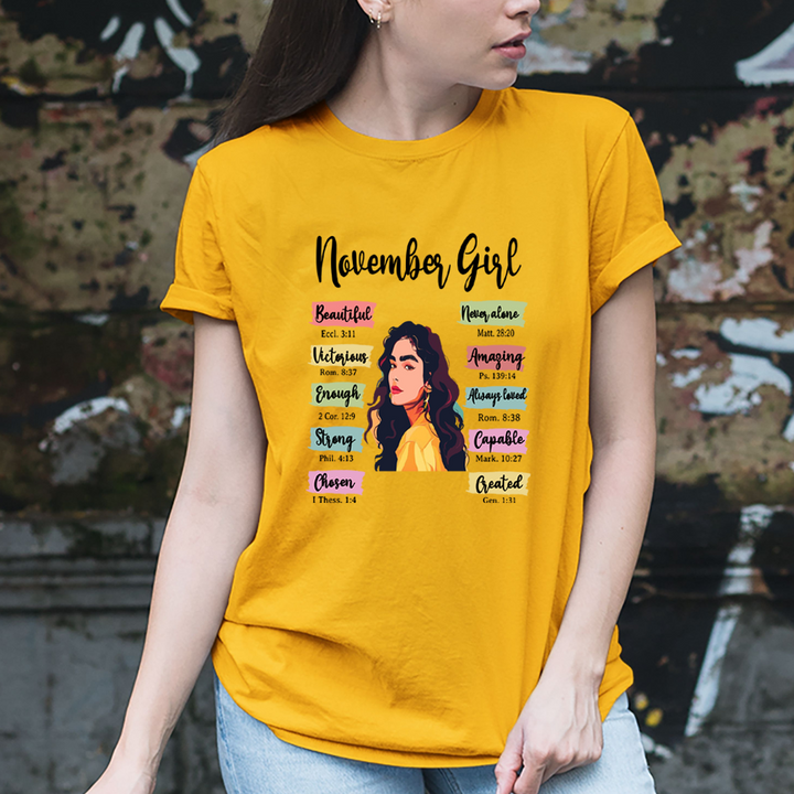 November Girl Beautiful Never Alone - Unisex T-Shirt