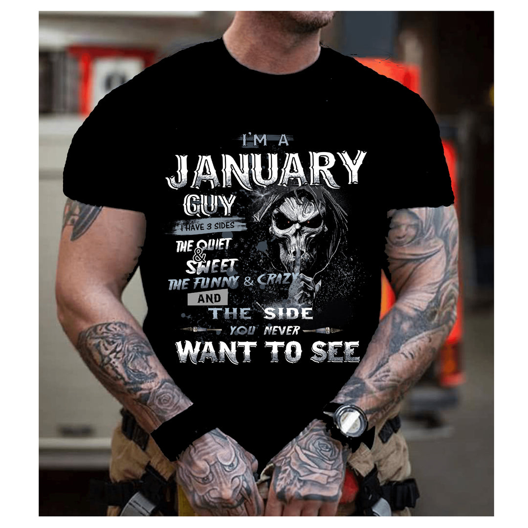 I'M A JANUARY GUY I HAVE 3 SIDES", Men Tee