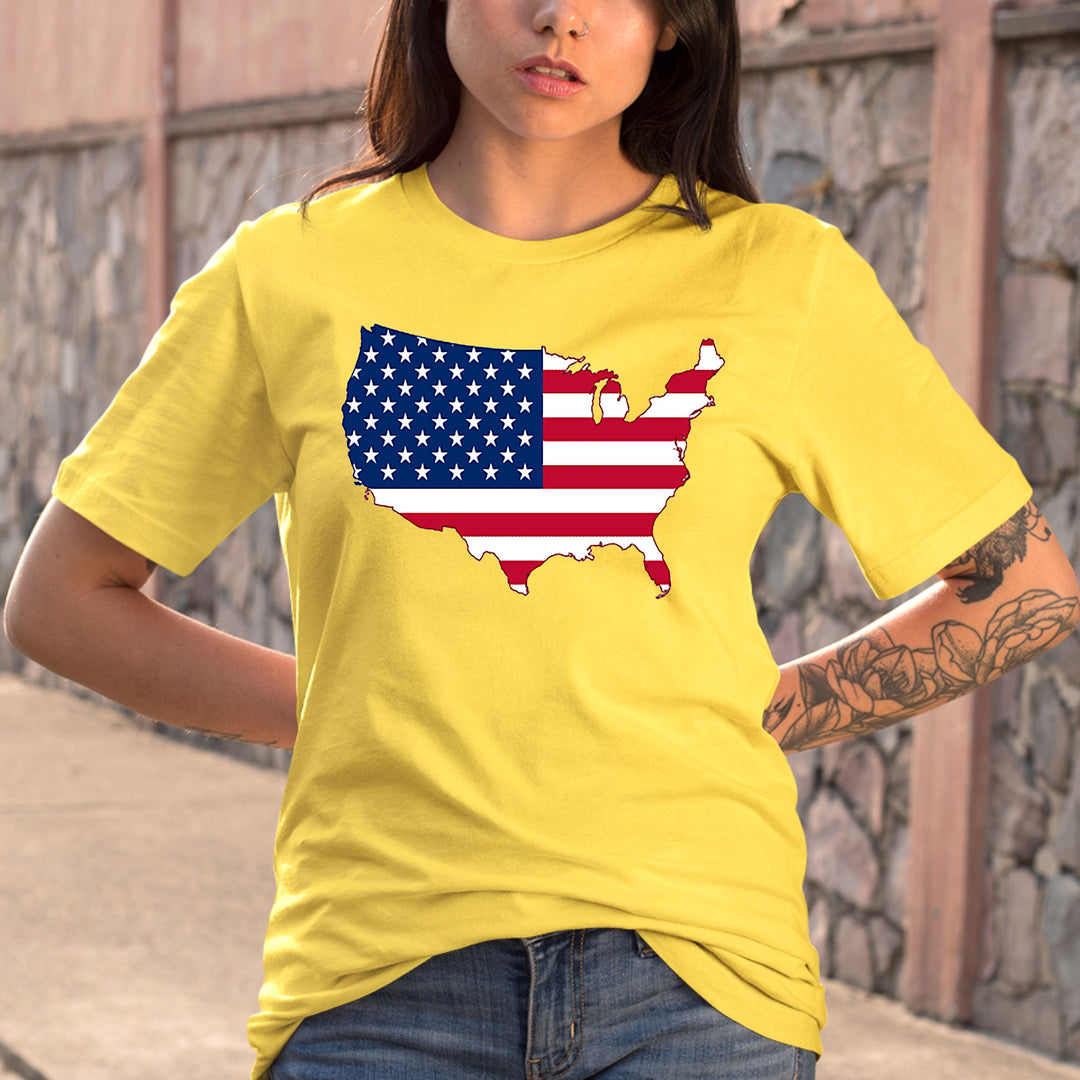 USA FLAG WITH MAP-Bella Canvas Shirt