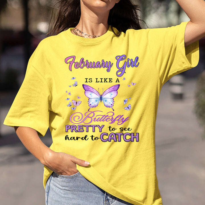 February Girl Is Like A Butterfly - Bella Canvas