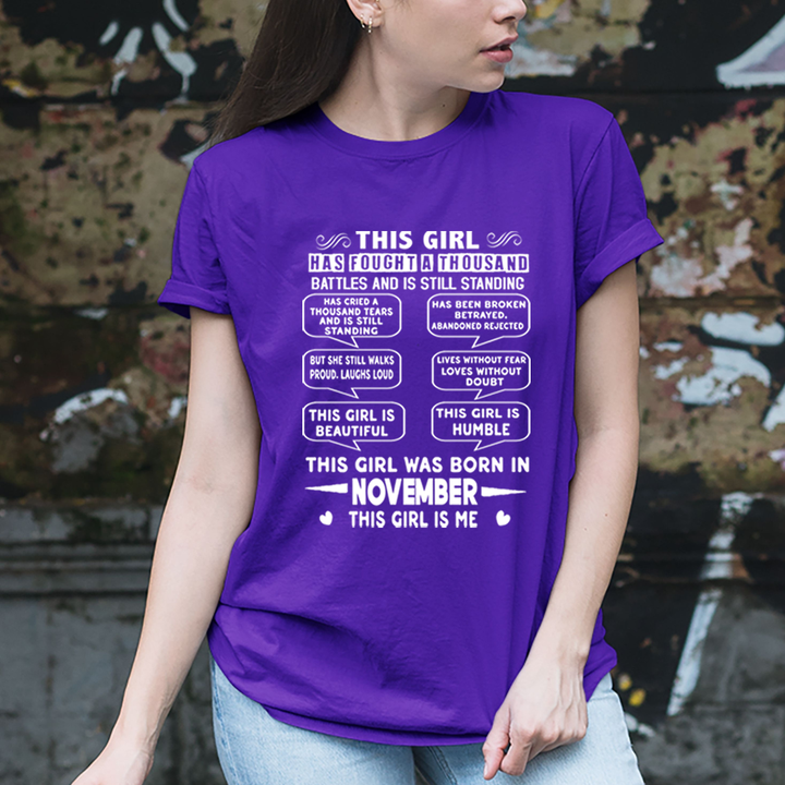 This Girl Was Born In November (white) - Unisex T-Shirt