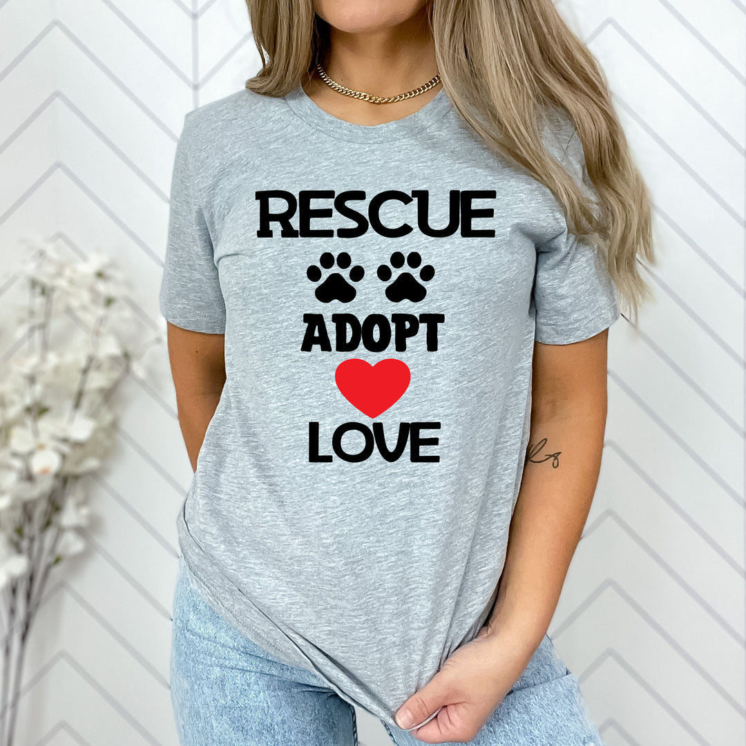 "RESCUE ADOPT LOVE" T-shirt