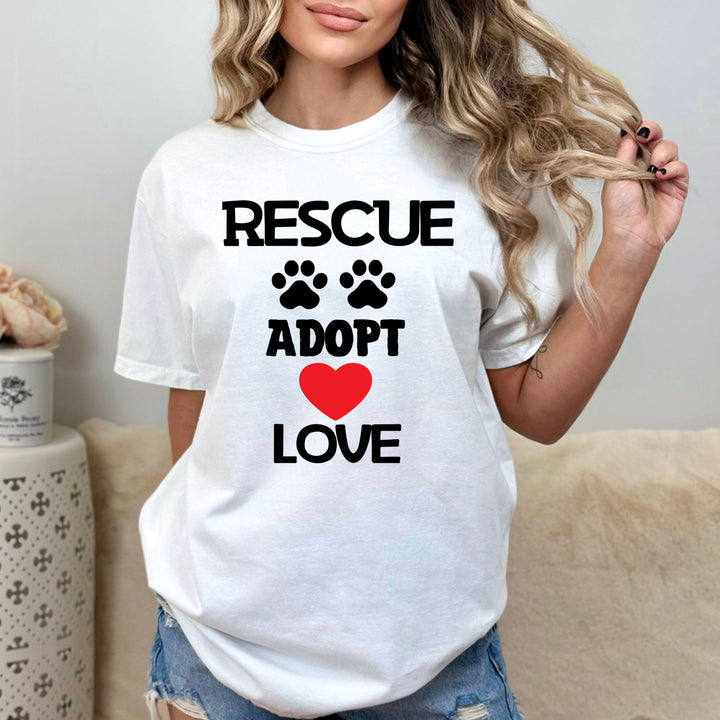 "RESCUE ADOPT LOVE" T-shirt