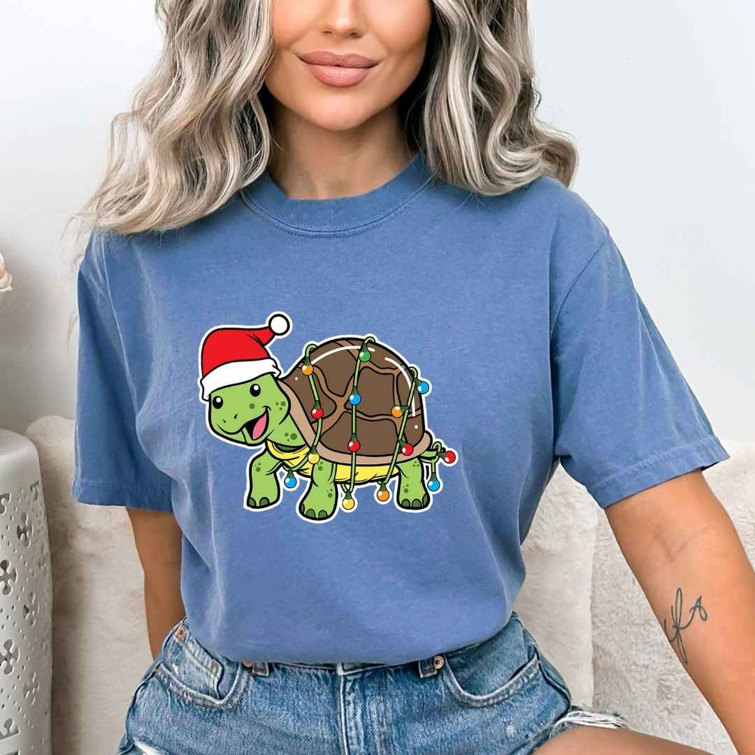 Christmas Turtle With Lights- Bella canvas