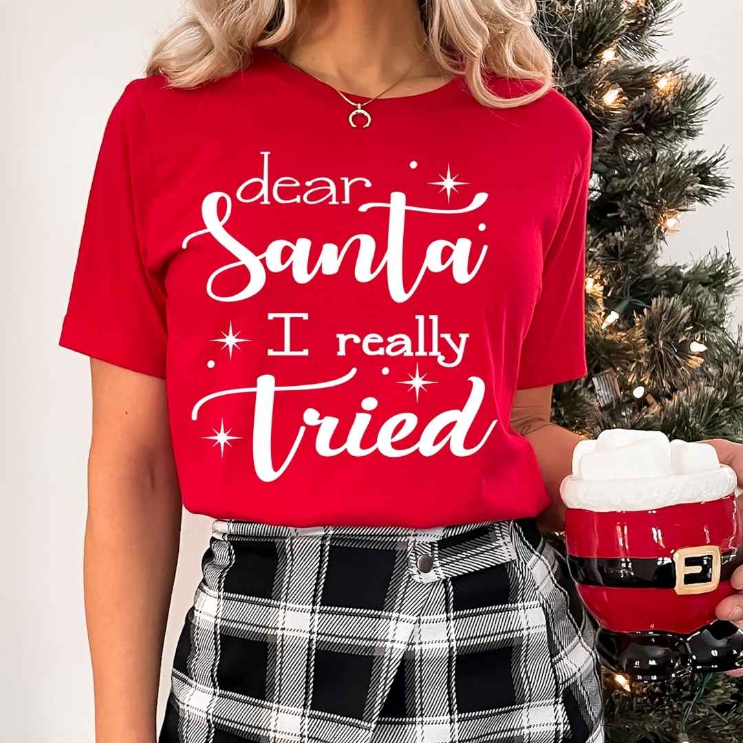 Dear santa i really tried - Bella Canvas