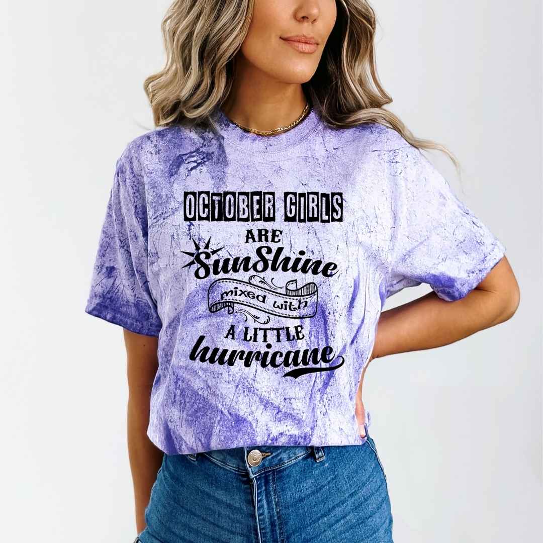 October Girls Are Sunshine - Unisex Tie-Dye Colorblast T-Shirt