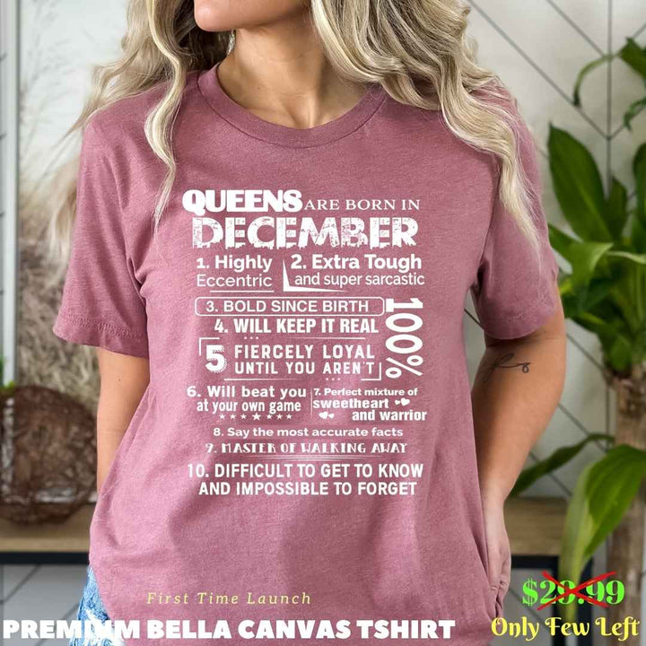 QUEENS ARE BORN IN DECEMBER - BELLA CANVAS - Mauve