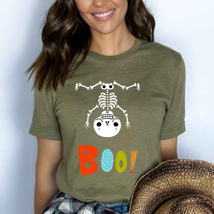 Skeleton Boo Upside Down - Bella Canvas