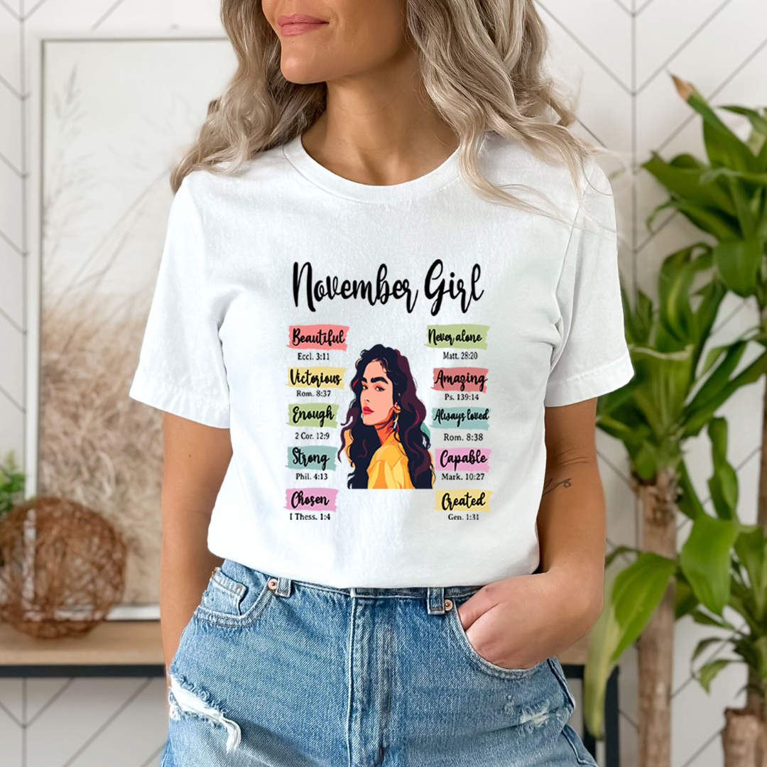 November Girl Beautiful Never Alone - Unisex T-Shirt
