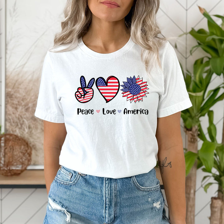 Peace . Love. America -Unisex Tee