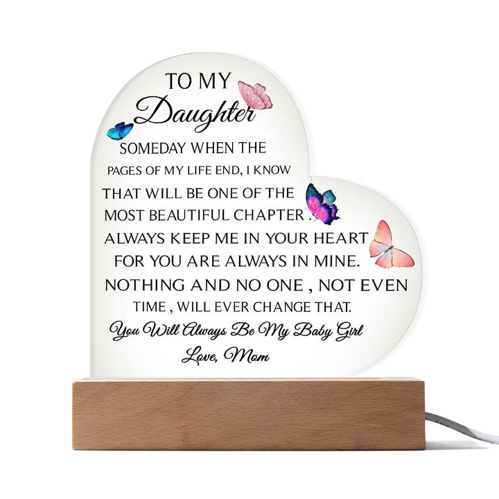 To My Daughter, Love Mom - Acrylic Heart Plaque