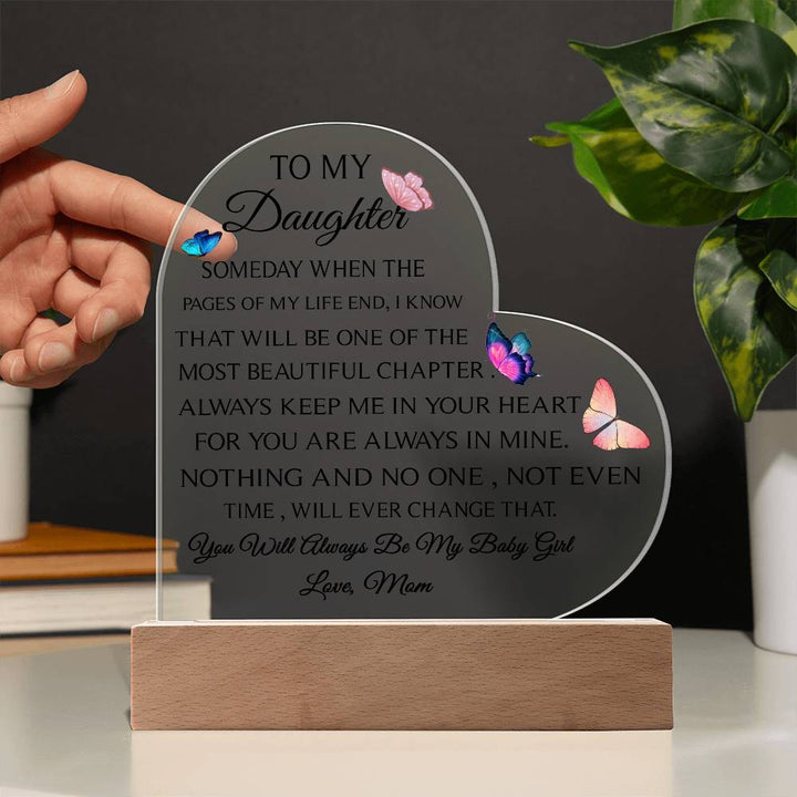 To My Daughter, Love Mom - Acrylic Heart Plaque