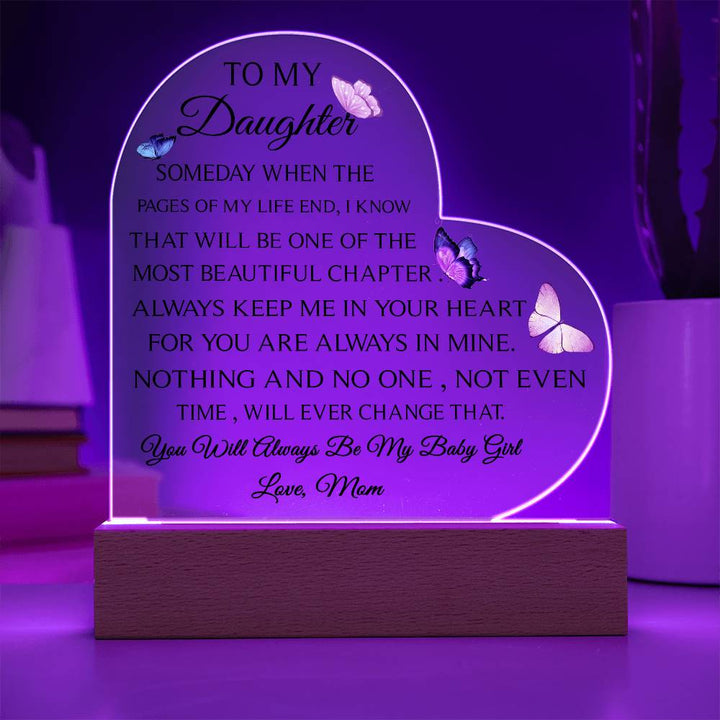 To My Daughter, Love Mom - Acrylic Heart Plaque