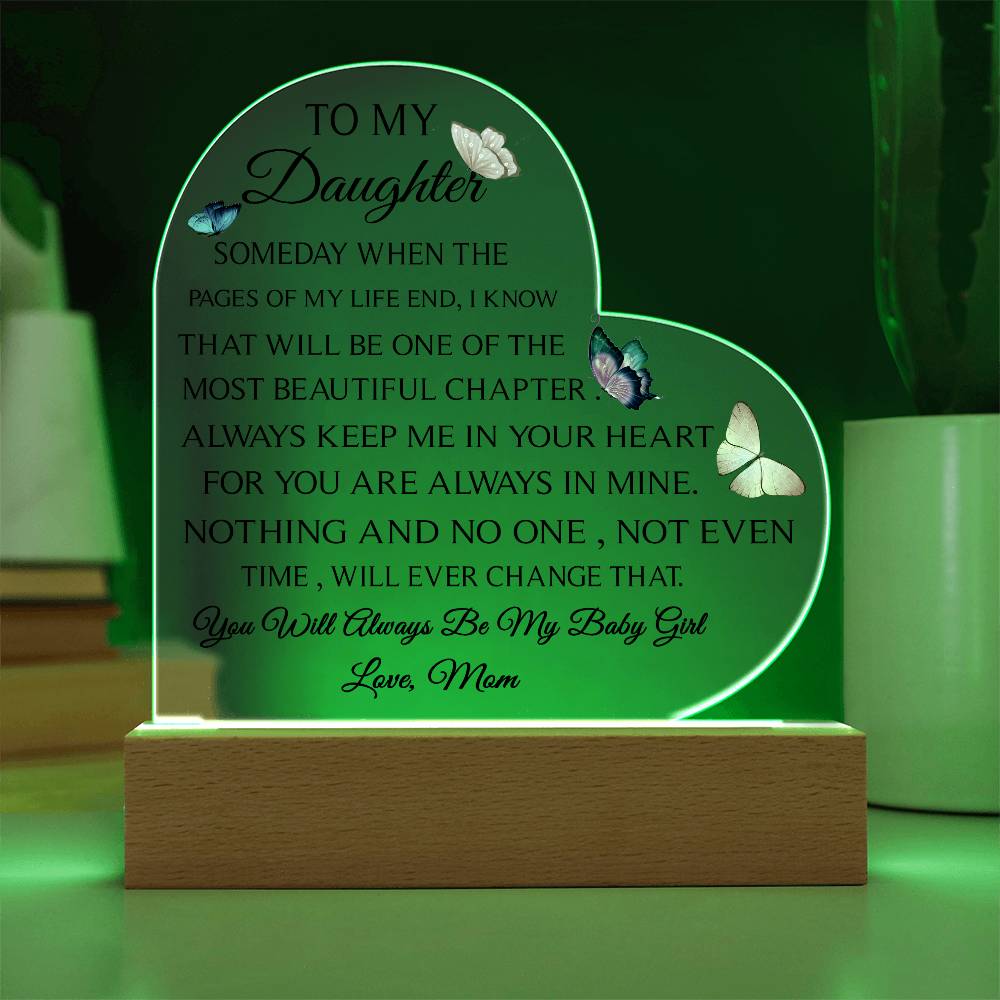 To My Daughter, Love Mom - Acrylic Heart Plaque