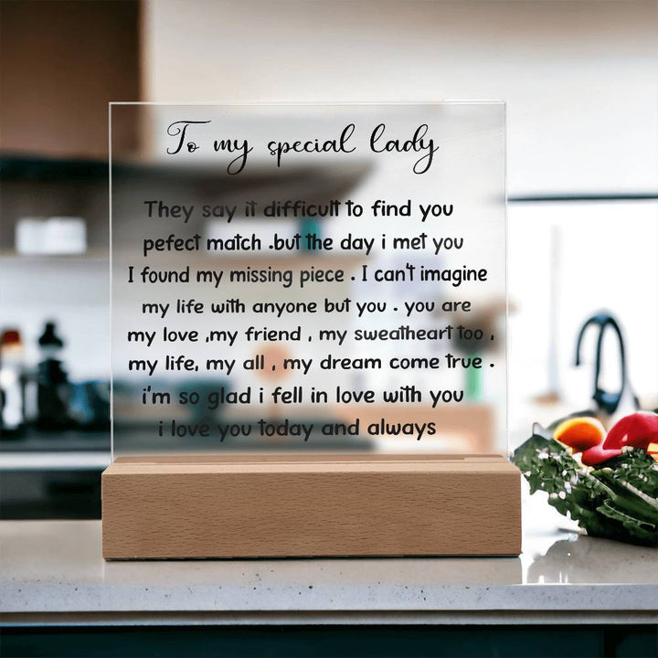 To My Special Lady - Acrylic Square Plaque