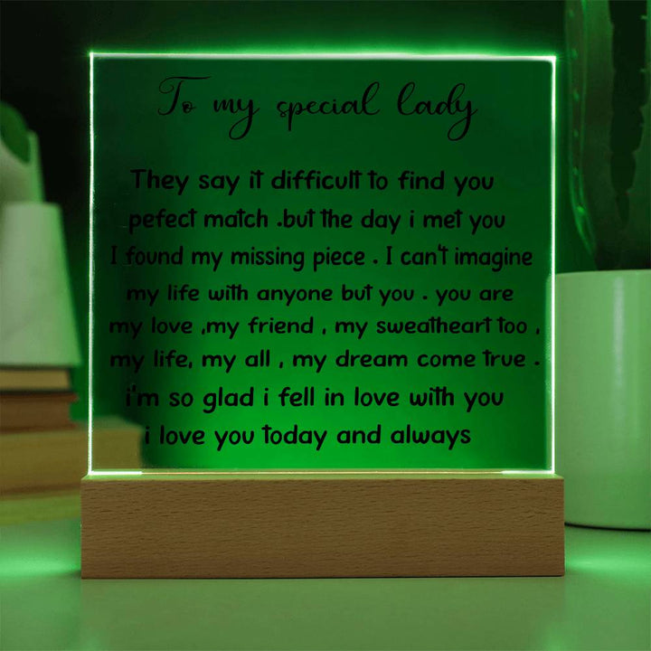 To My Special Lady - Acrylic Square Plaque