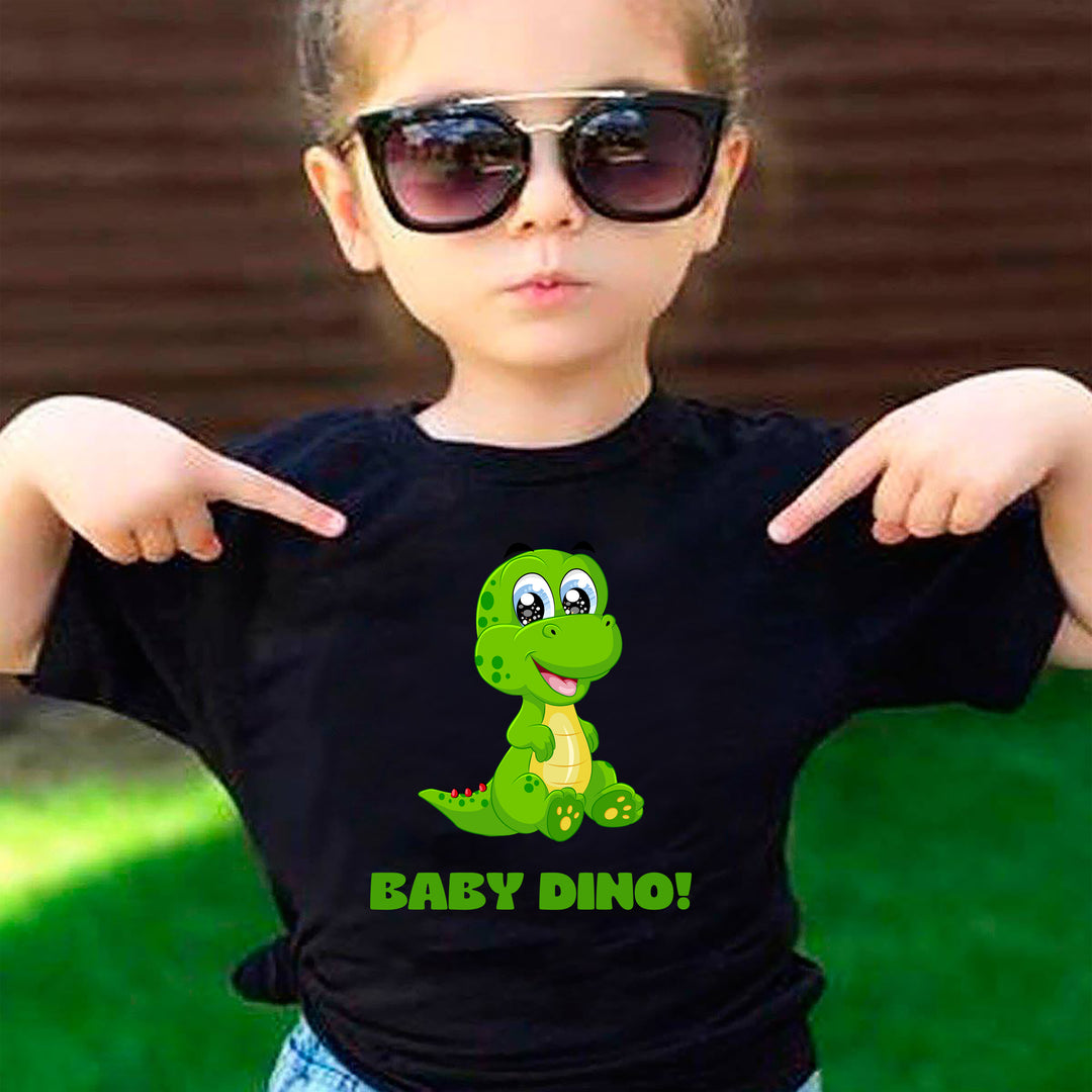 Green Cartoon Baby Dinosaur - Kids tee