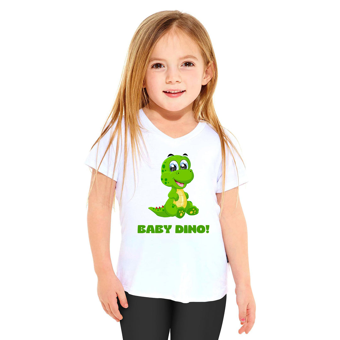 Green Cartoon Baby Dinosaur - Kids tee