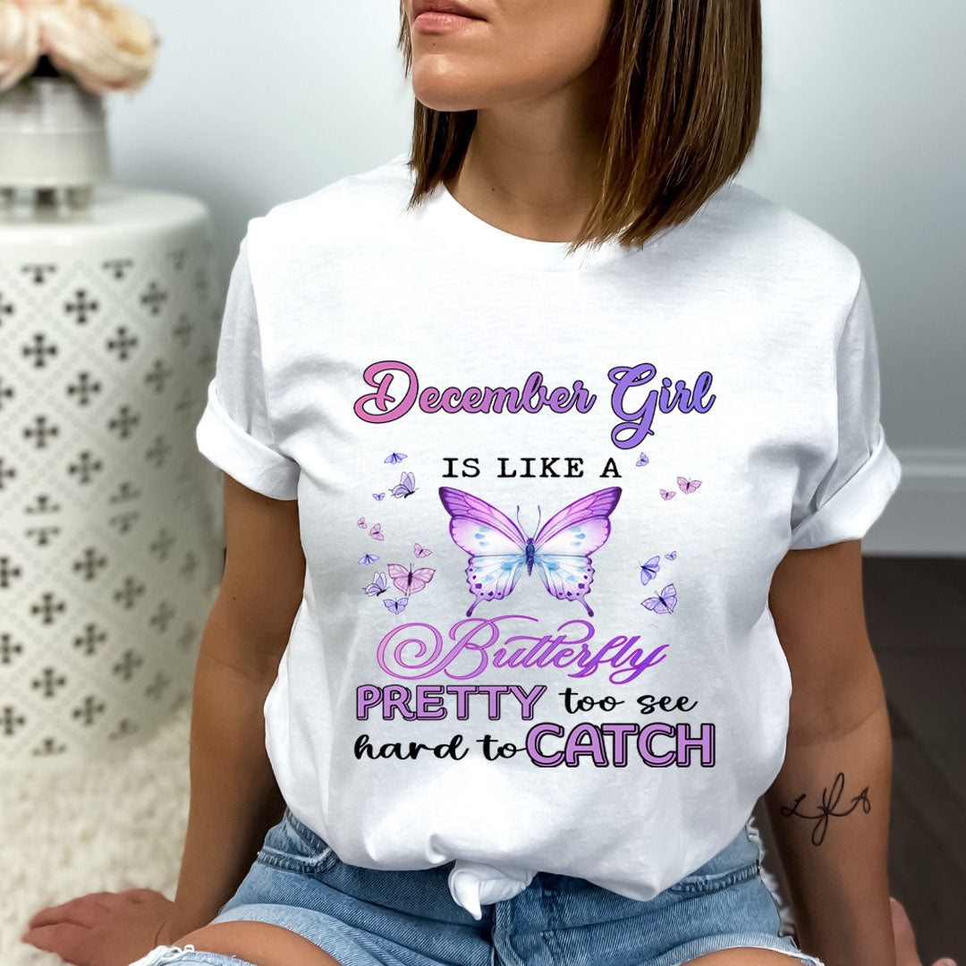 December Girl Is Like A Butterfly - Bella Canvas