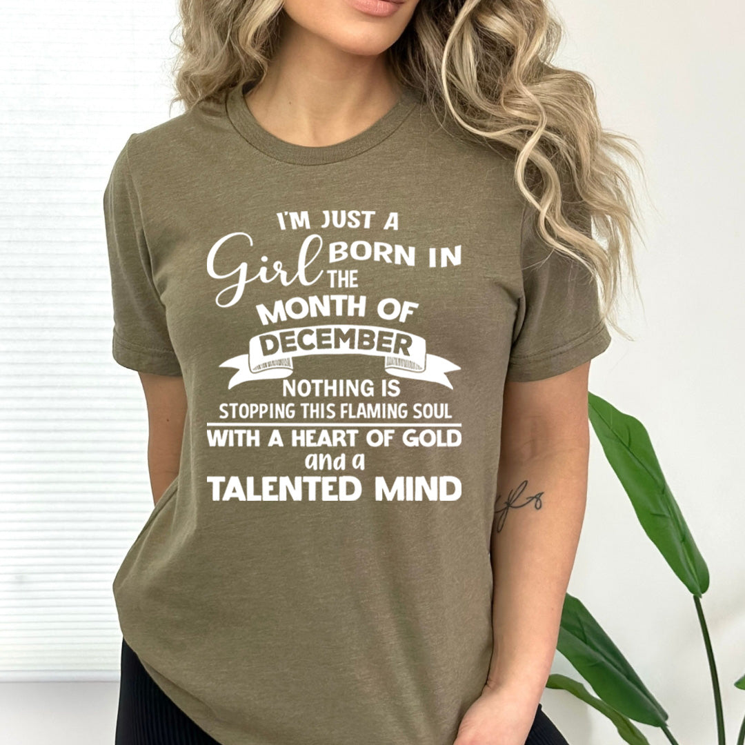 December Girl With A Heart Of Gold - Bella Canvas