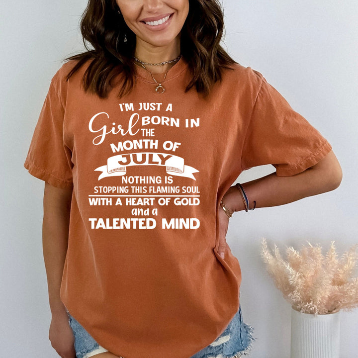 July Girl With A Heart Of Gold - Bella Canvas