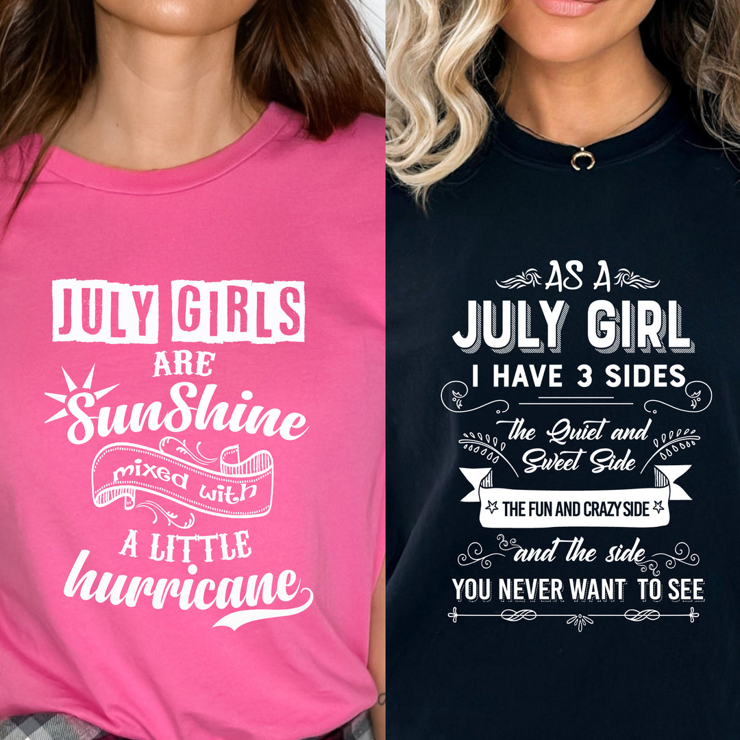 July Combo Offer, Pack Of Two Women Tees Best Selling Designs Sunshine and 3 Sides "(Flat Shipping)