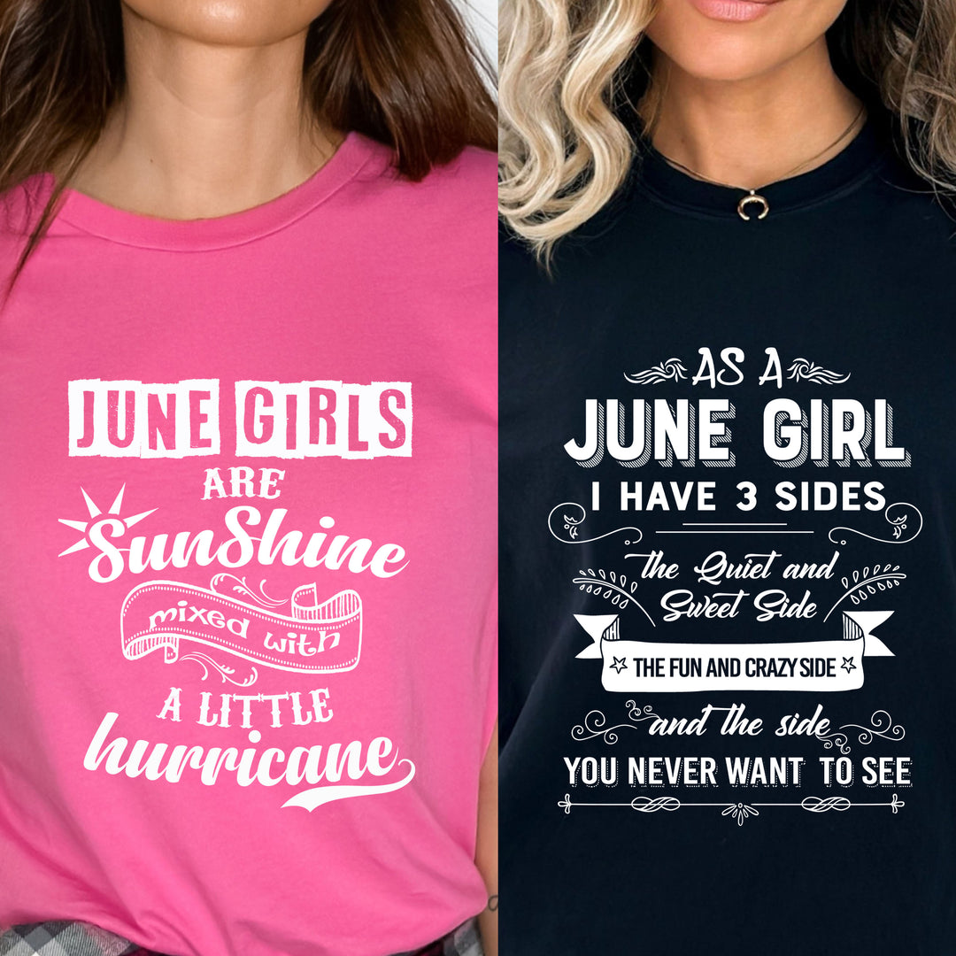 June Combo Offer, Pack Of Two Women Tees Best Selling Designs Sunshine and 3 Sides "(Flat Shipping)