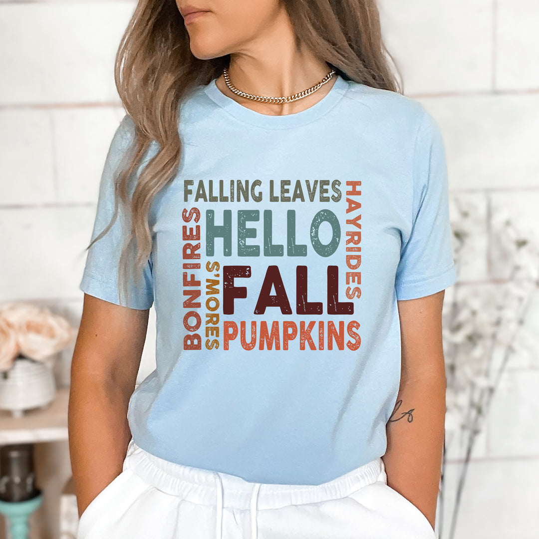 Hello Fall ( Falling Leaves) - Bella Canvas