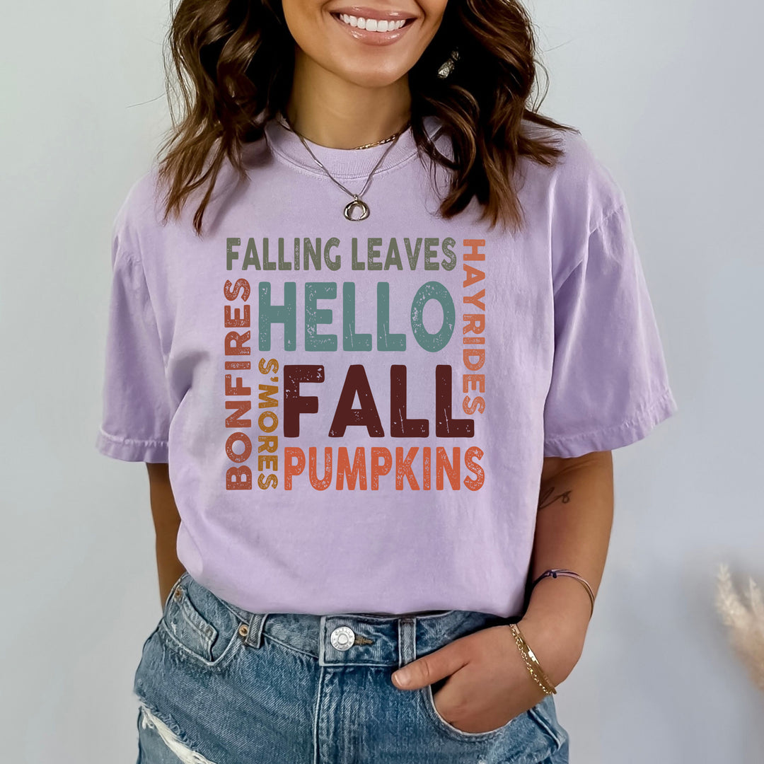 Hello Fall ( Falling Leaves) - Bella Canvas