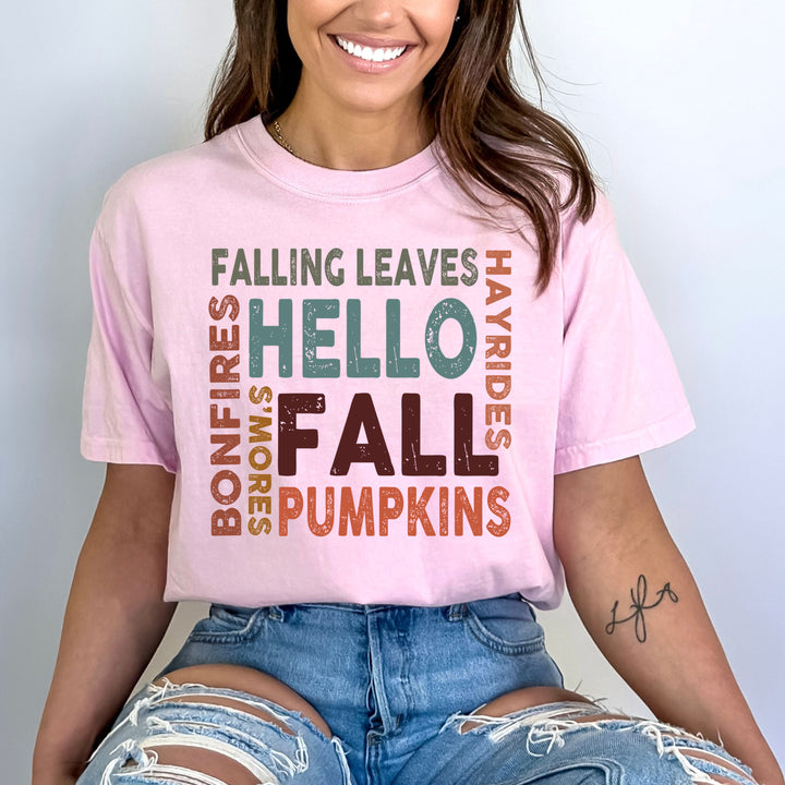 Hello Fall ( Falling Leaves) - Bella Canvas