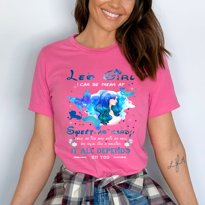 "LEO GIRL"I CAN BE MEAN AF SWEET AS CANDY" - Unisex Tee