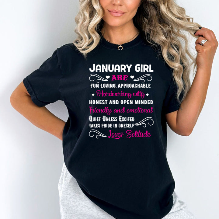 Hardworking,Witty,Quiet Unless Excited - January Girl - Bella Canvas