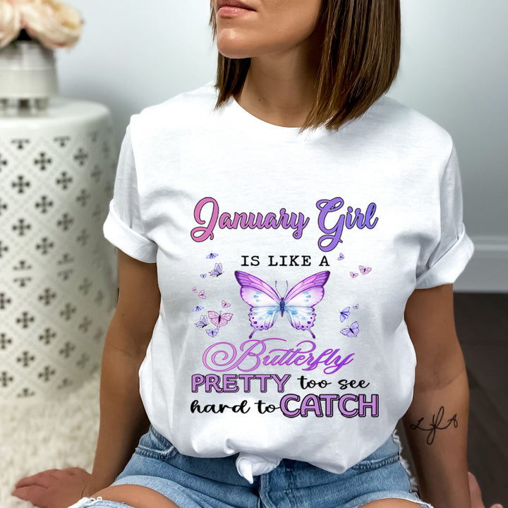 January Girl Is Like A Butterfly - Bella Canvas